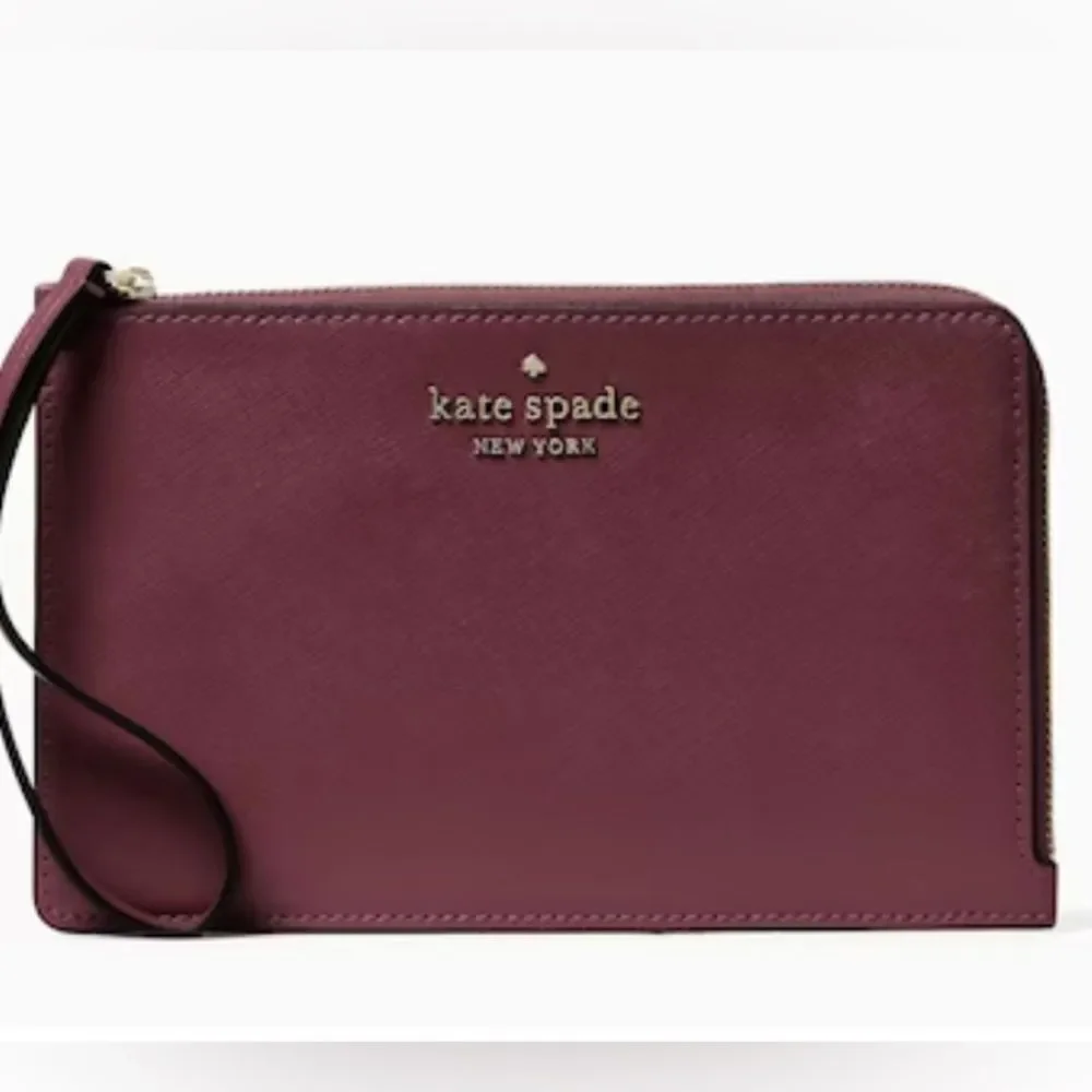 Kate Spade Staci‎ Med Zip Wristlet saffiano leather do berry NWT IN PKG UNOPENED